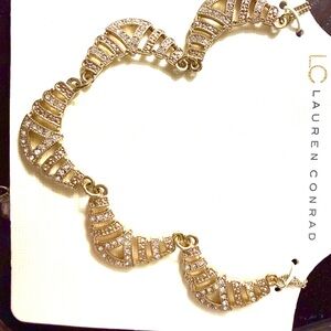 LC Lauren Conrad Gold-tone Crystal Crescent Link Necklace